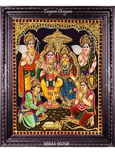 Tanjore painting of Pancha Pattabishegam Rama coronation Ram Darbar gold foil traditional artwork